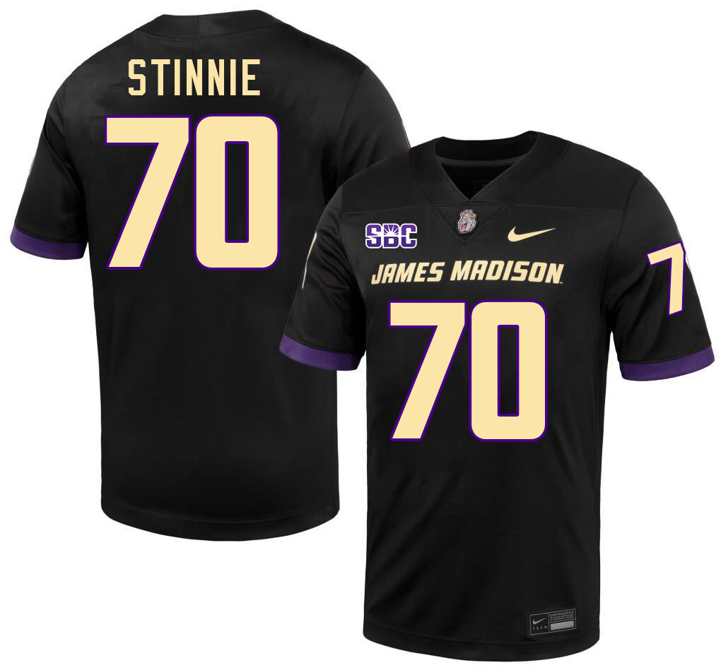 #70 Aaron Stinnie JMU Jersey,James Madison Dukes Football Jerseys Stitched-Black